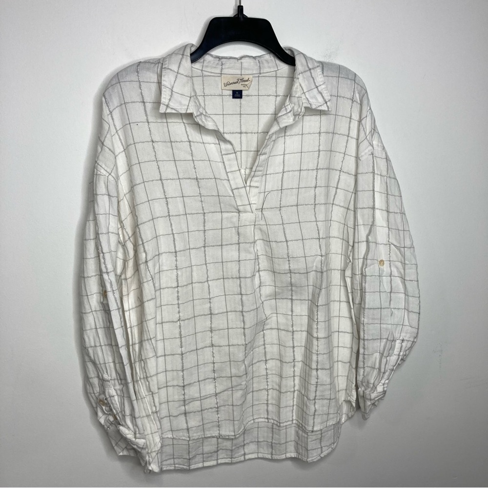 Universal thread white & silver popover size XL